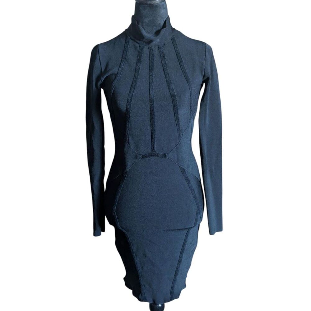 Marciano Y2K Black Bandage Turtleneck Dress, Size S